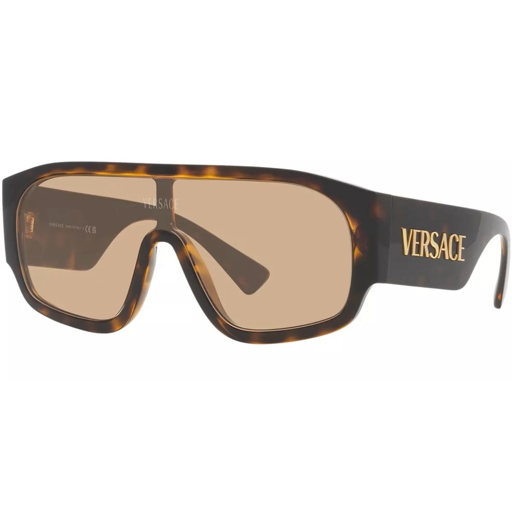 Versace Women's Havana Oversized
Pilot Shield Sunglasses
- Italy